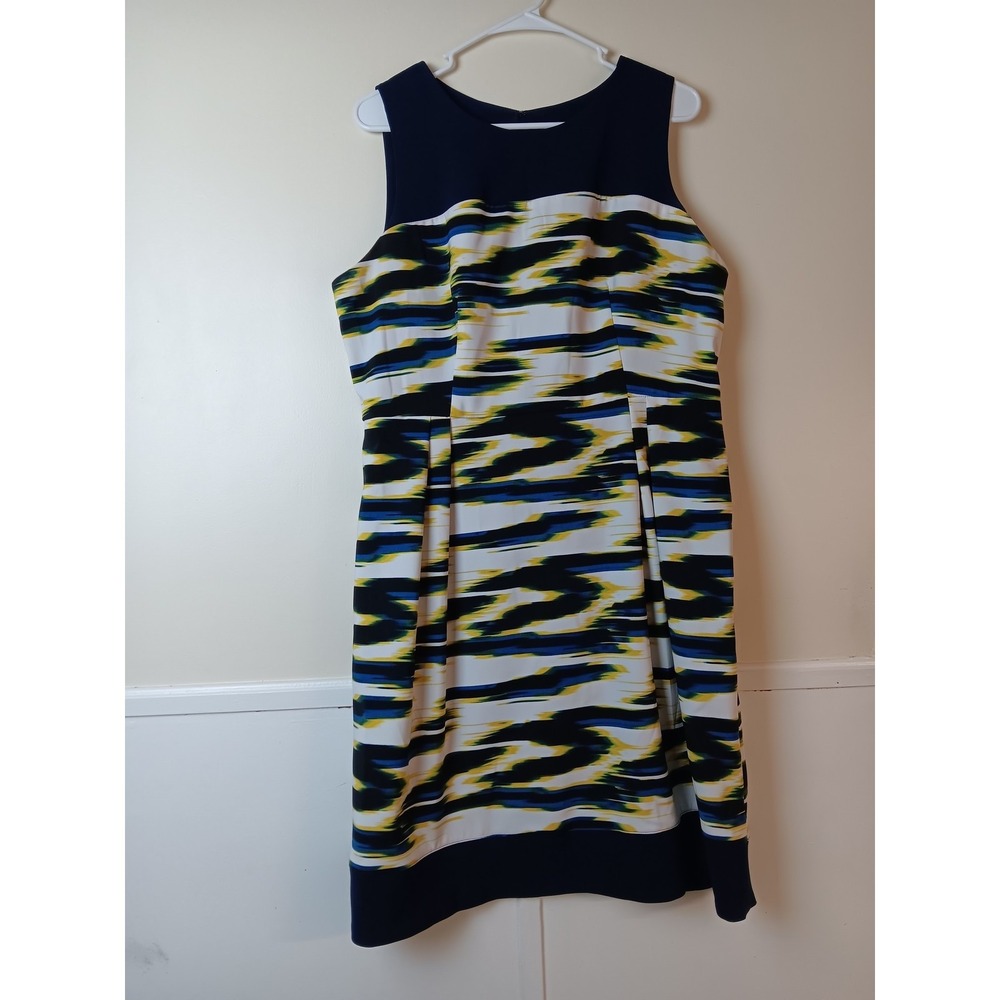 LUXE By Carmen Marc Valvo Dress Womens 16 Multicolor Fit & Flare Knee Length